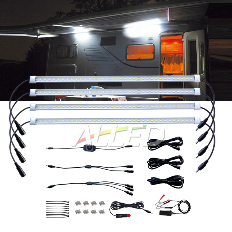 4x12V LED Camping Light Waterproof Outdoor Strip Lamp RV Caravan